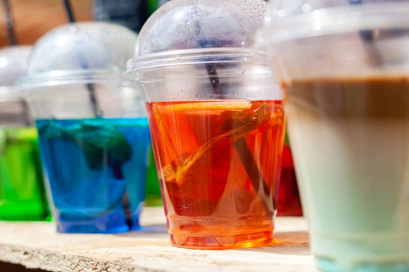 Fountain drinks and bottled beverages selection